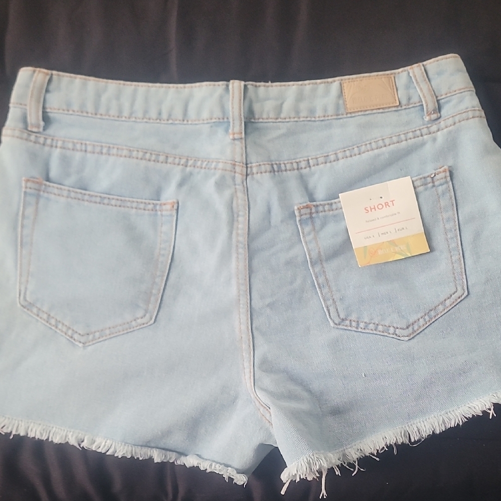 Light Blue Distressed Denim Shorts - Picture 7 of 16
